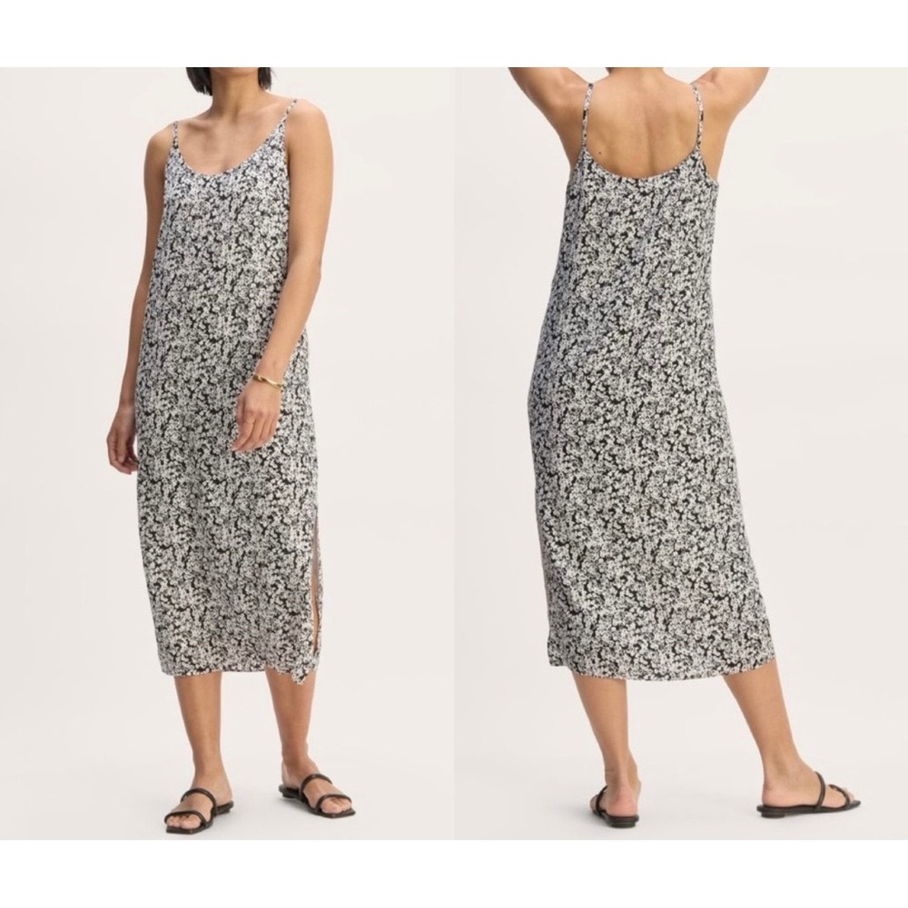 NWT Everlane Women's The Summer Slip Dress Sleeveless Black Bone Mini Floral‎ 8